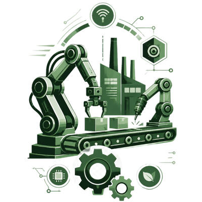 Automated Manufacturing Vector Illustration